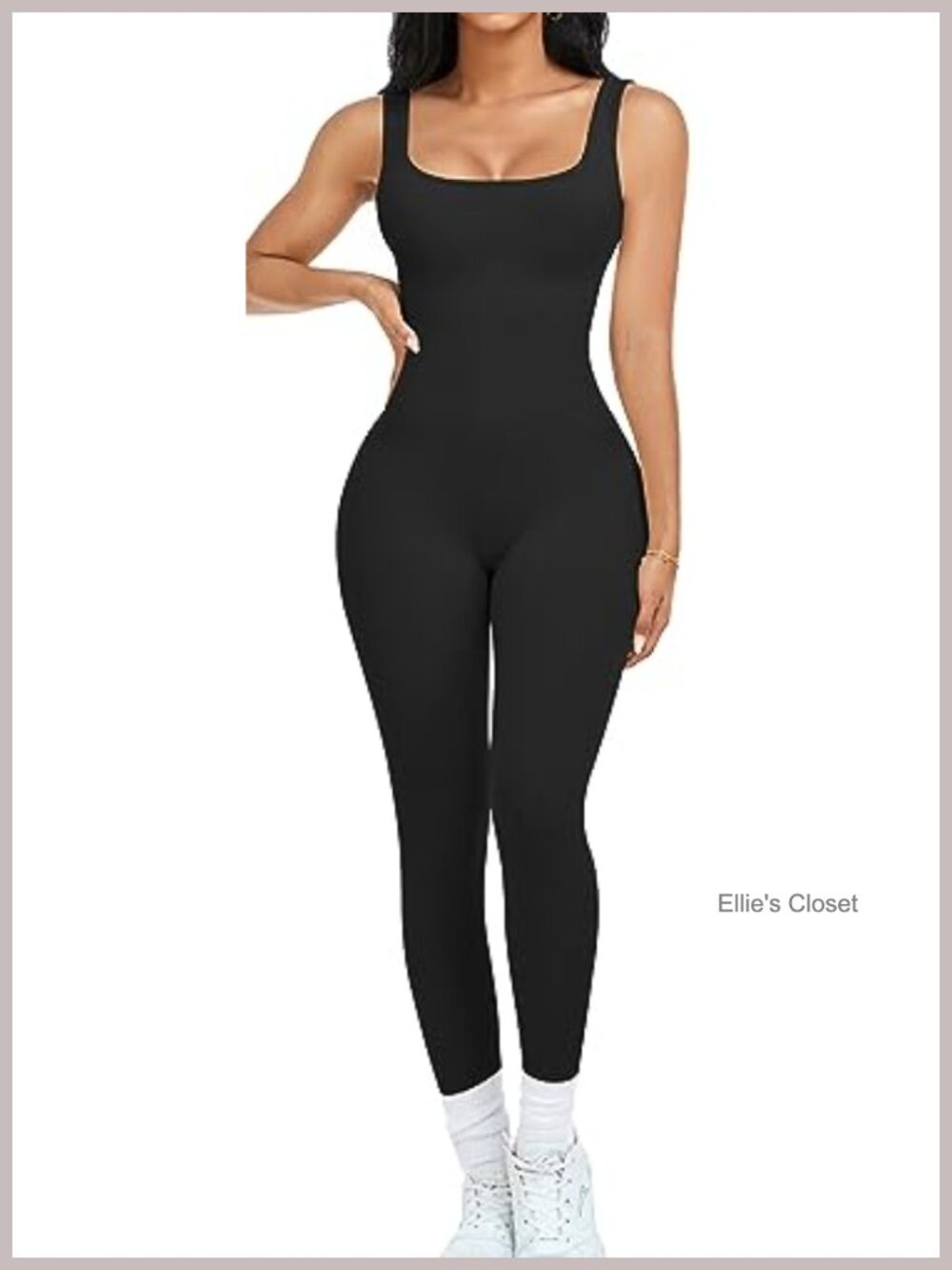 Seamless Ribbed Square Neck Workout Jumpsuit Romper Unitard Sleeveless Yoga One